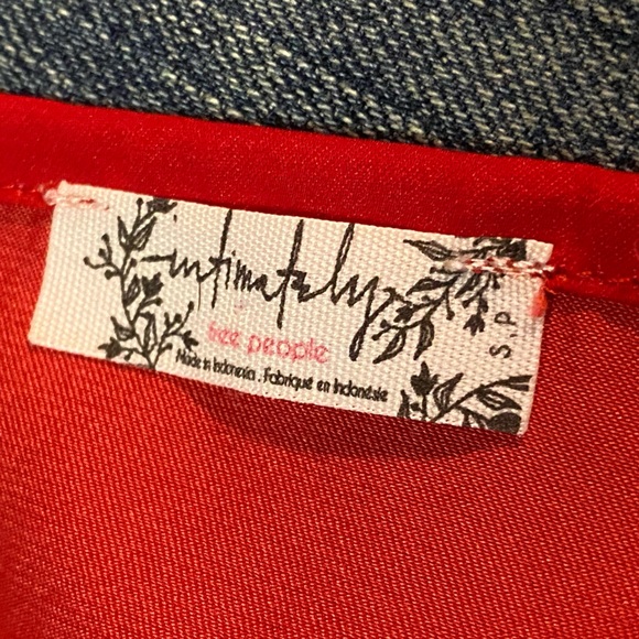 Free People Intimately red silky wrap dress surplice neck,ruffle hi low hem sz.S - Picture 11 of 11